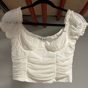 Tic Toc White Mesh Corset Crop Top